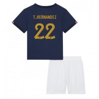 Francuska Theo Hernandez #22 Domaci Dres za djecu SP 2022 Kratak Rukav (+ Kratke hlače)